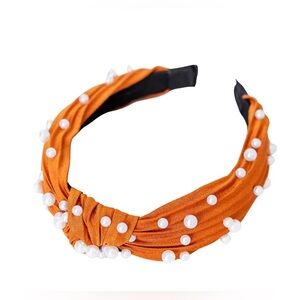 Orange Pearl-Embellished Headband